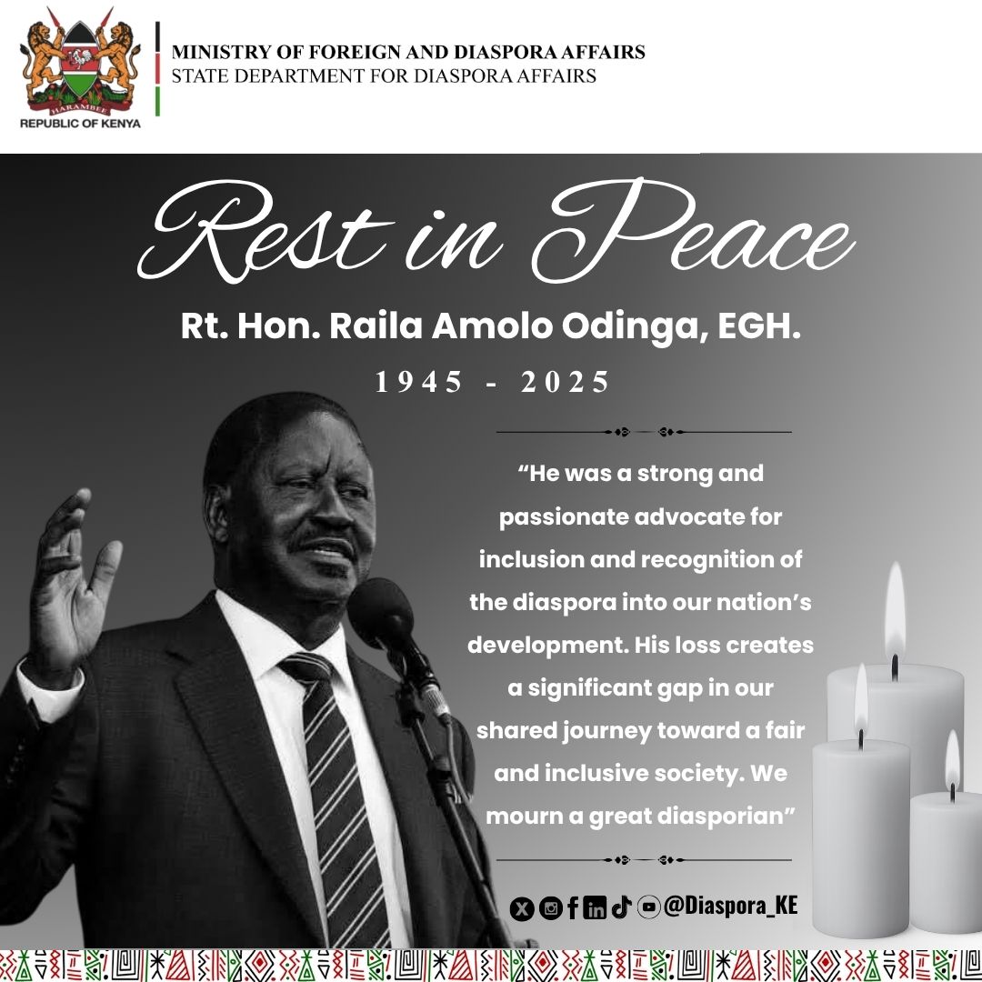 Rest In Peace, Former Prime Minister,  Rt. Hon. Raila Amolo Odinga,EGH.🕊️🕊️🕊️